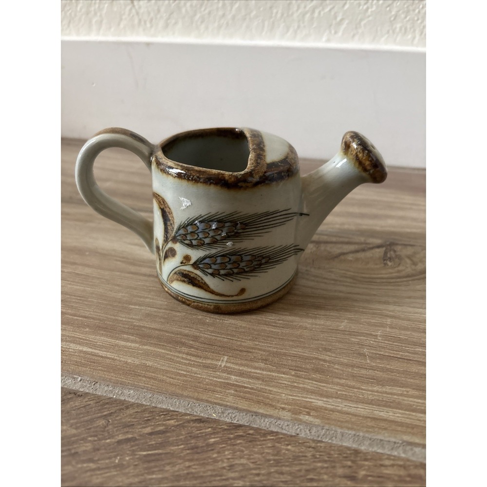 Ken Edwards Pottery El Palomar Blue Collection Watering Can Floral Brown